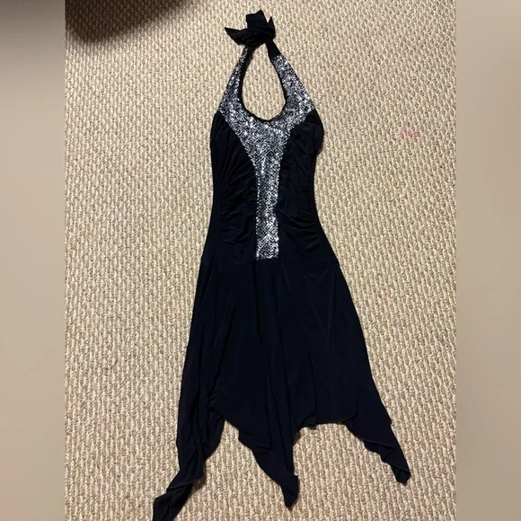 Taboo Dresses | Vintage Taboo Black Halter Dress With Silver Sequins | Color: Black/Silver | Size: S | Kayladrucker's Closet